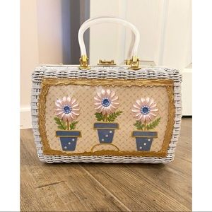 RARE Vintage 1950s Charming by Atlas Floral Wicker Purse 🌸
